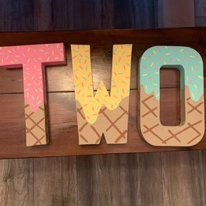 Ice cream TWO second birthday decoration